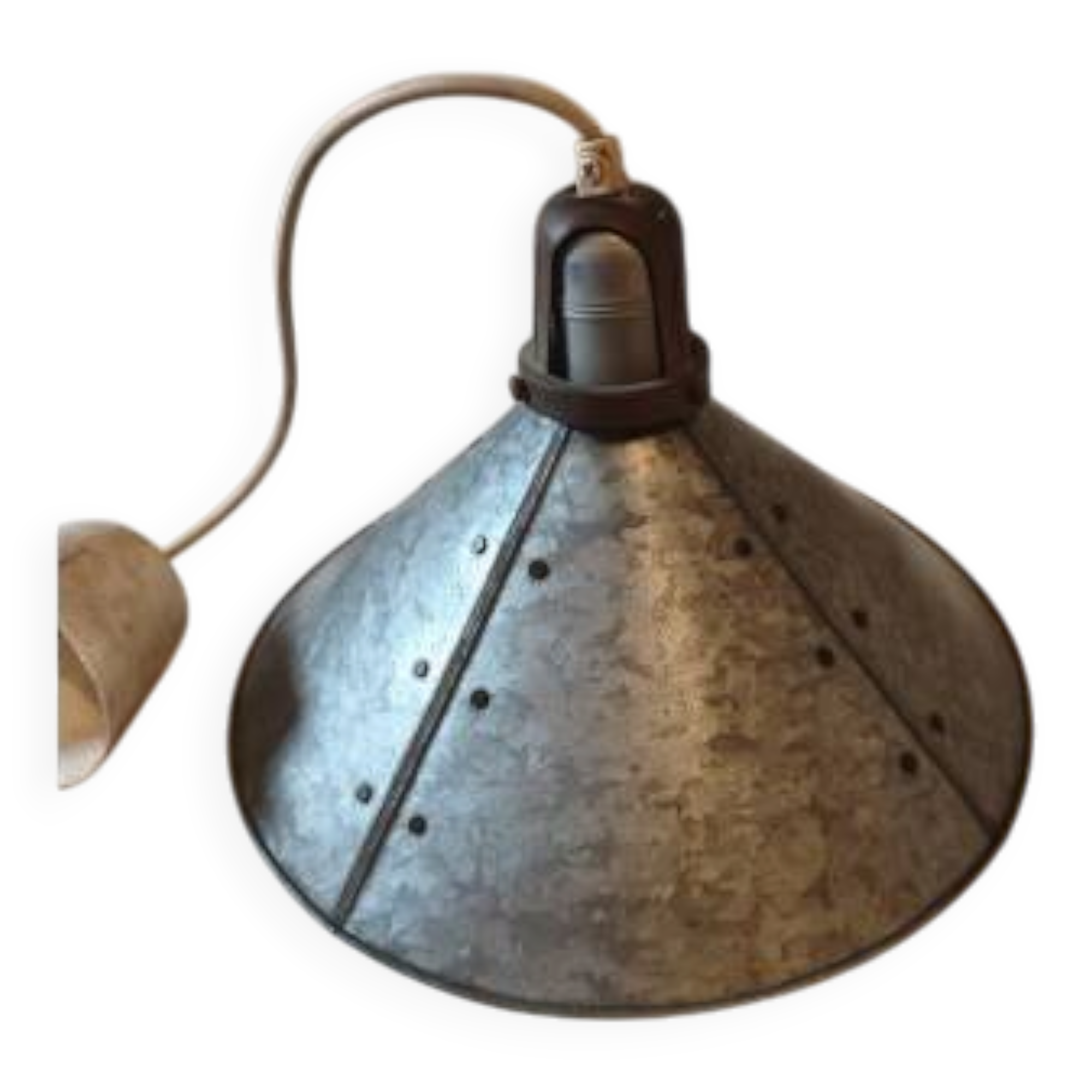 Galvanised metal and brass industrial suspension