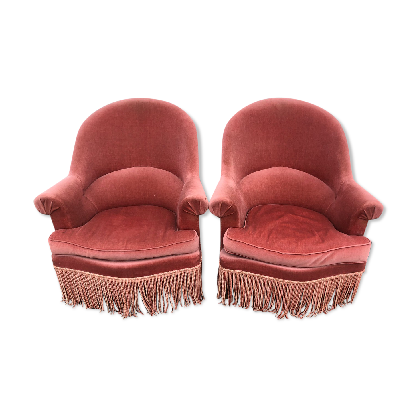 Paire de crapauds vintage en velours rose