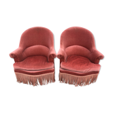 Pair of vintage pink velvet toads