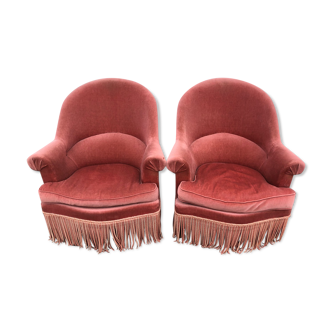 Pair of vintage pink velvet toads