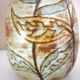 Glazed ceramic drop vase, signed Michel Argans, leaf decoration