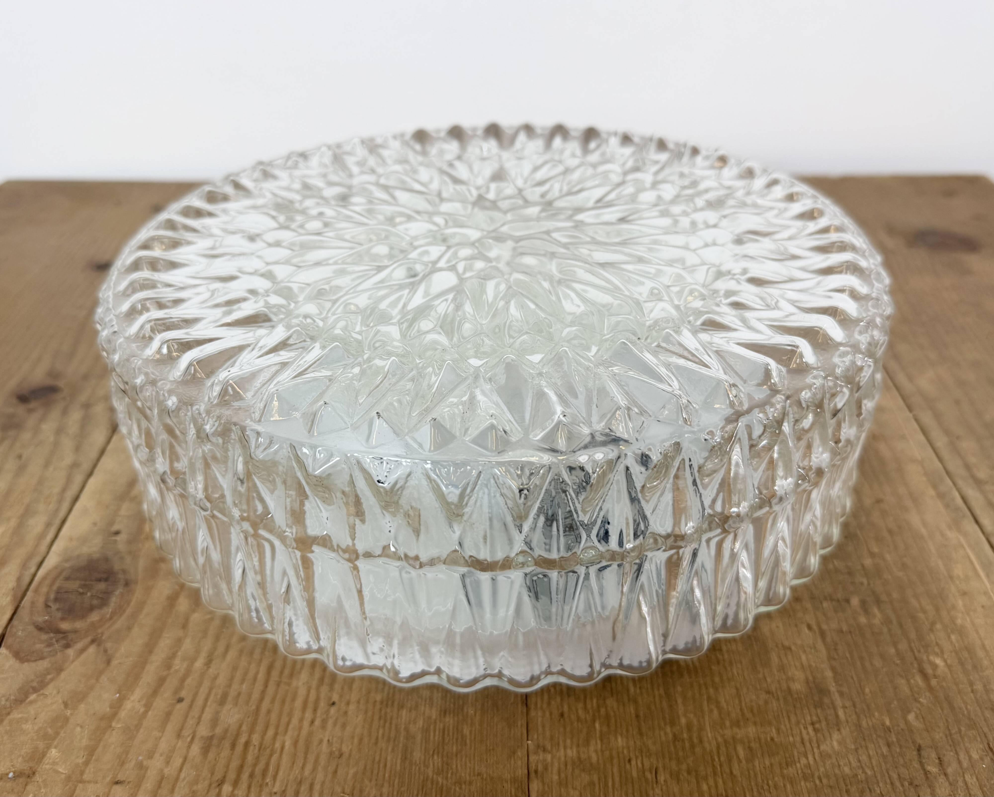 Vintage Glass Wall or Ceiling Light, 1970s