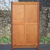 Armoire bois art déco avec miroir, meuble de rangement bois, armoire parisienne vintage