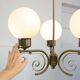 Vintage Italian Brass and Opaline Chandelier