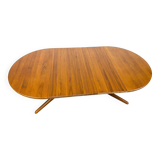 Danish Round Teak Dining Table with Extensions, 1970s