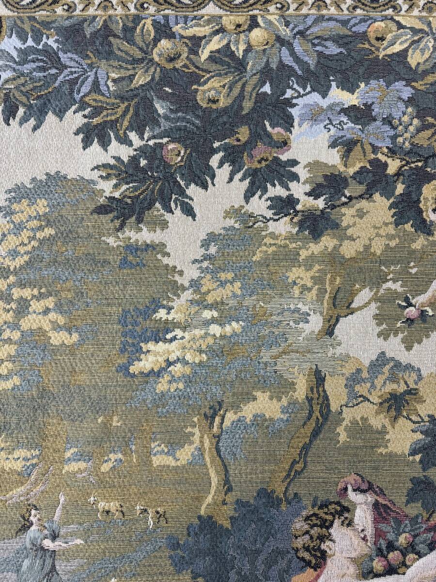 Decorative Aubusson tapestry, pastoral scene with putti.