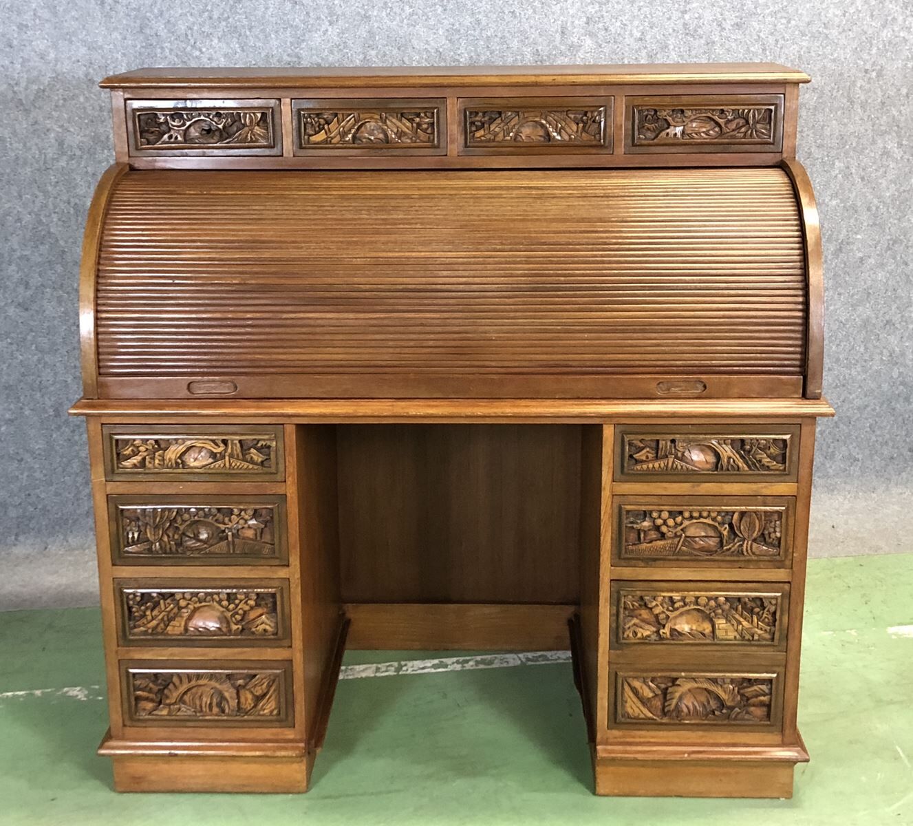 Bureau à cylindre d'inspiration asiatique années 70