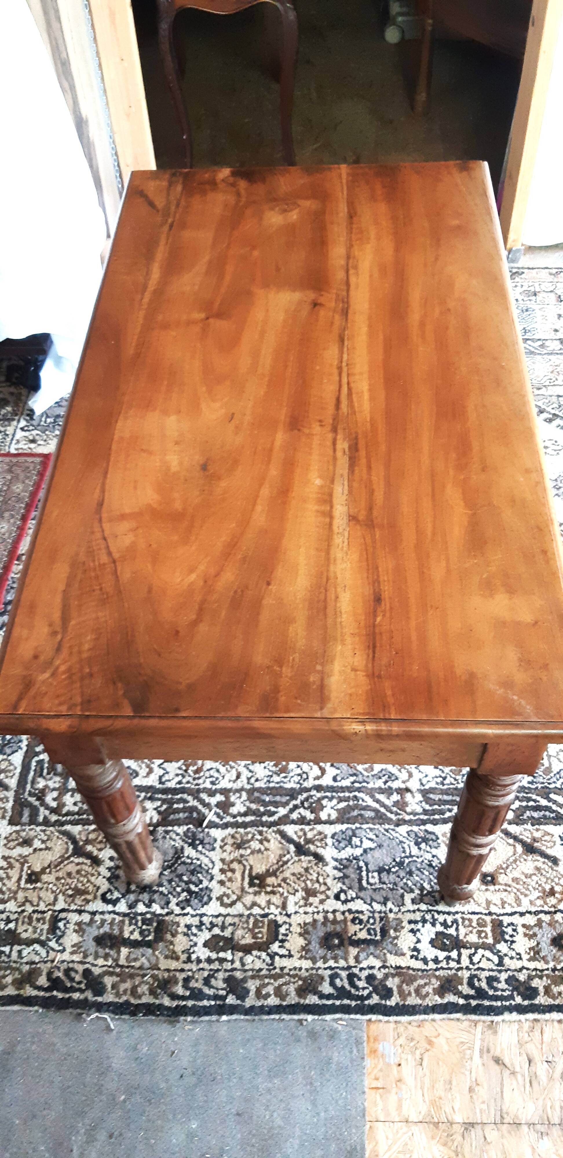 Rustic flat desk old 19th century farmhouse table in walnut