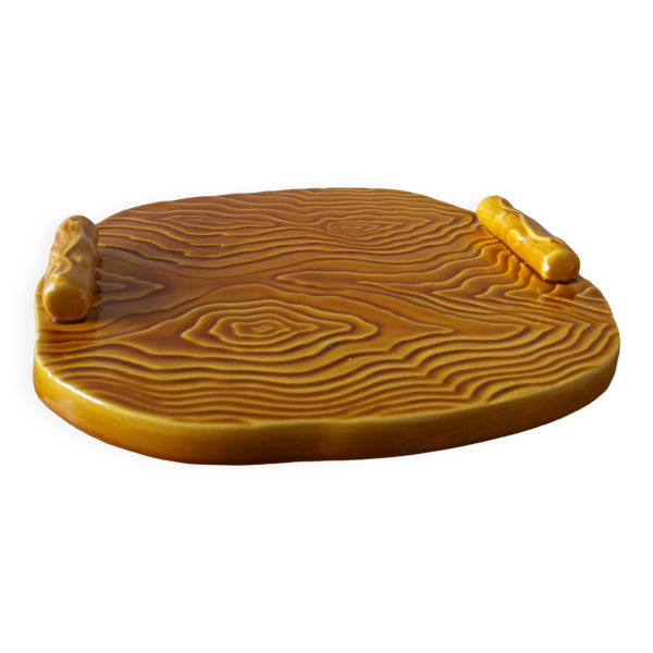 Plateau à fromage en barbotine imitation bois Noblaceram Limoges