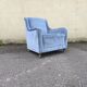 Cocktail armchair in sky blue velvet 1960s