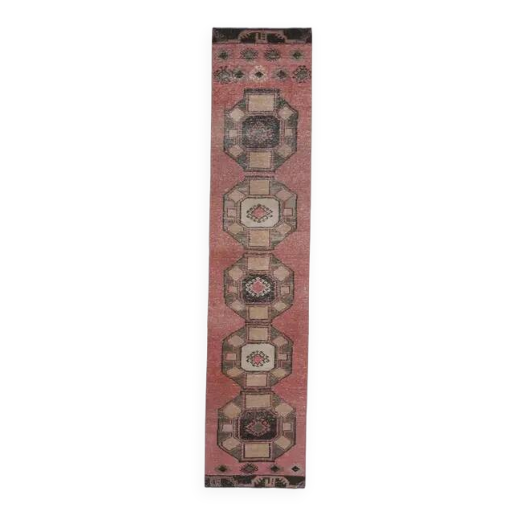 1970s Turkish Oushak Handmade Wool Cotton Orange Runner Rug 82x366