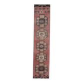 Tapis couloir en laine et coton fait main Oushak turc des années 1970, 82x366.