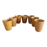 7 Digoin stoneware cups or glasses