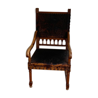 Leather and wood chair