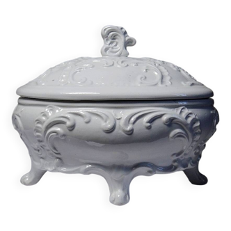 Vintage baroque style white Italian earthenware candy box