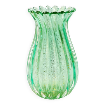 Mid-Century Ribbed Murano Glass Vase by Archimede Seguso for Seguso Vetri d'Arte, Italy, 1950s