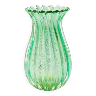 Vase Mid-Century Nervuré en Verre de Murano par Archimede Seguso pour Seguso Vetri d'Arte, Italie, 1950s