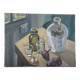 Oil painting on canvas, still life with glasses, 1950s