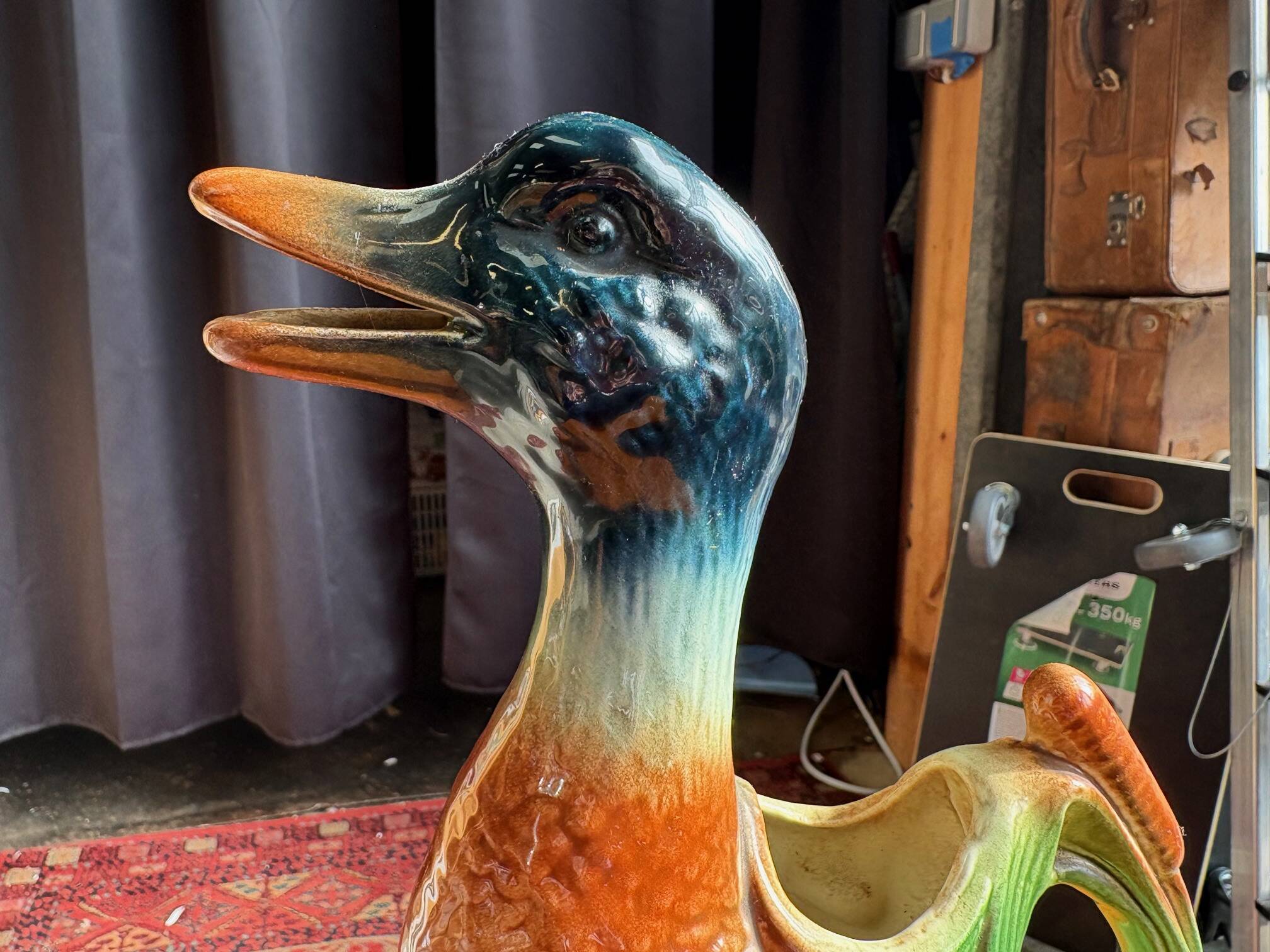 Glazed ceramic duck-shaped pitcher – St-Clément, France (1950s-60s)