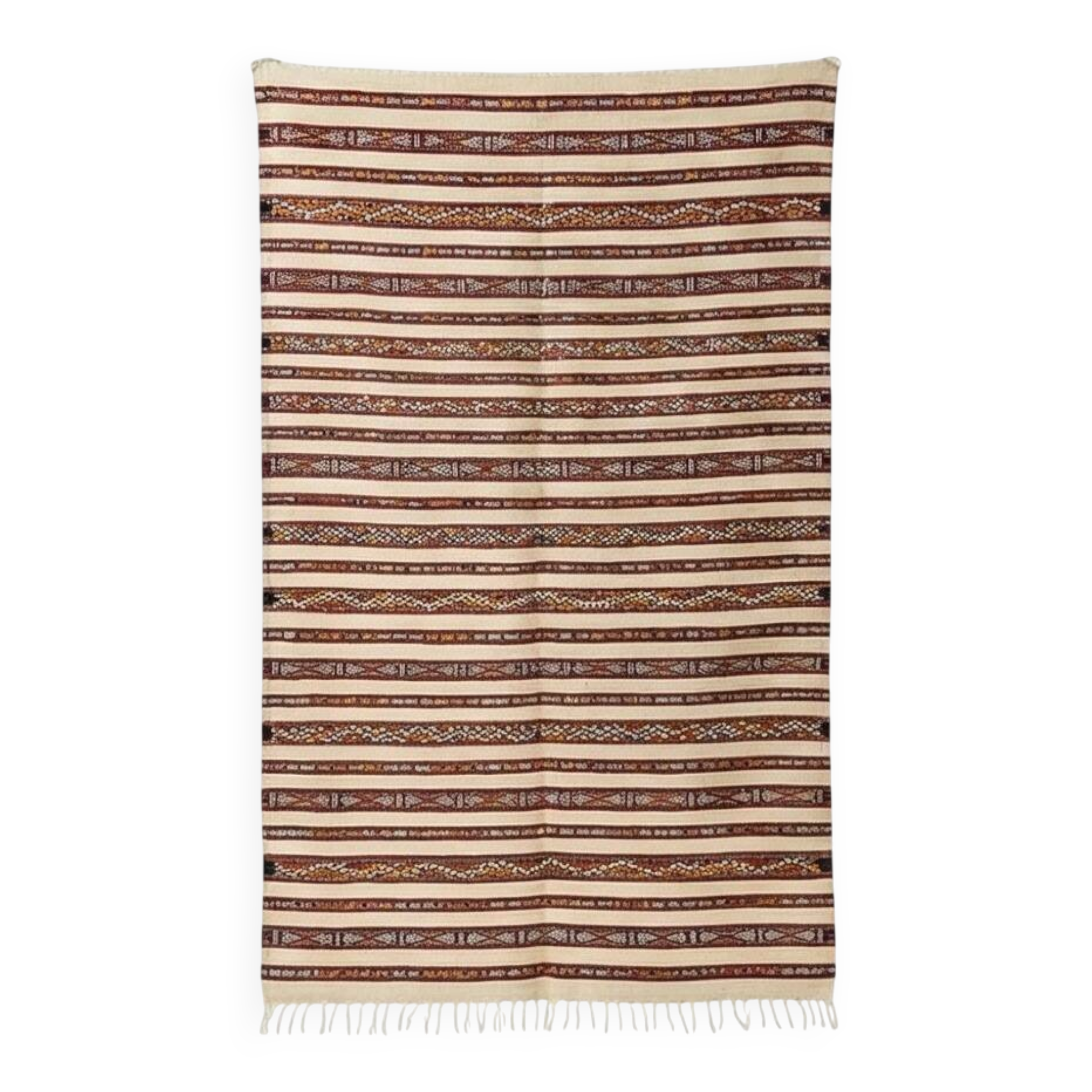 Moroccan kilim rug with bohemian patterns