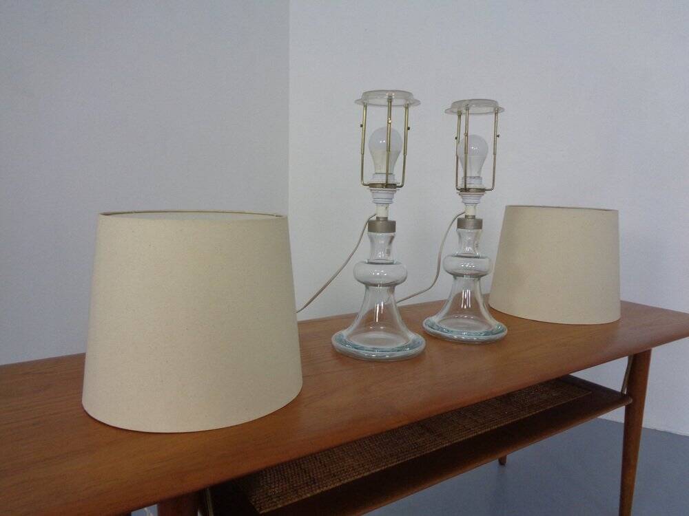 Glass table lamps by Michael Bang for Holmegaard, 1970s, set of 2.