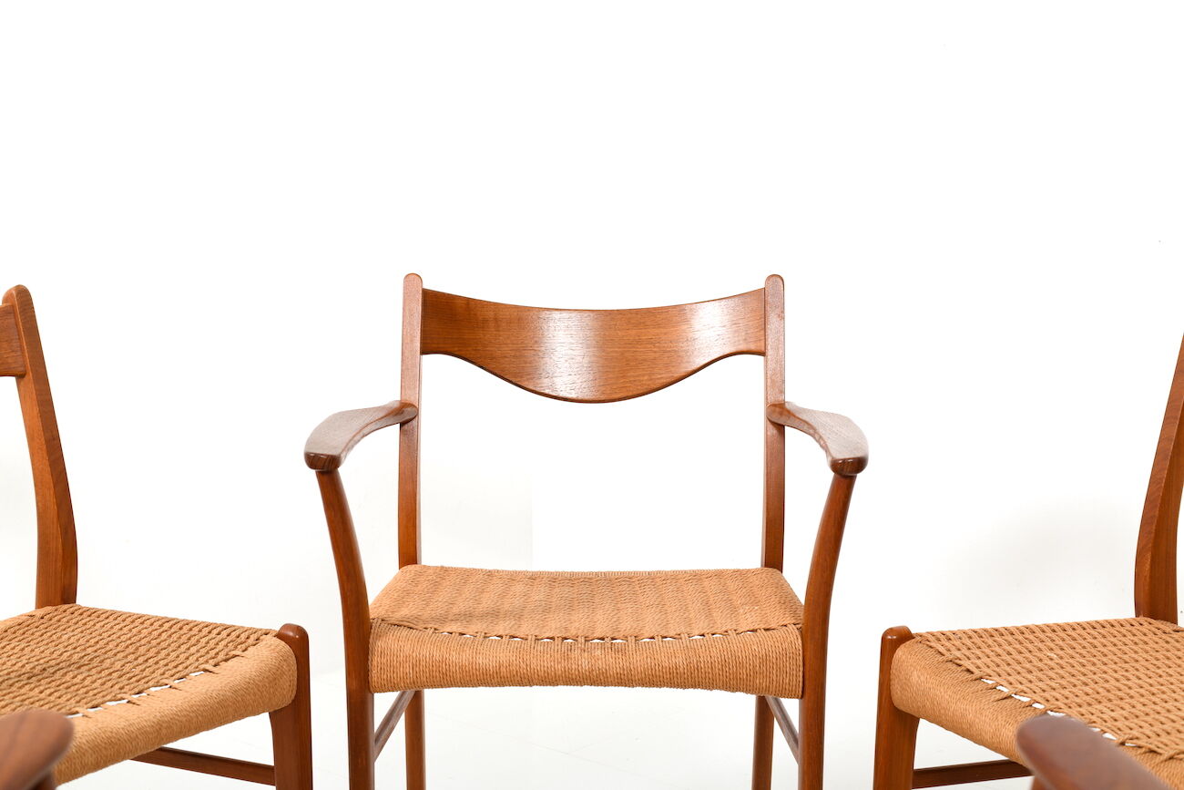 Danish teak dining chairs by Arne Wahl Iversen Glyngøre Stolefabrik