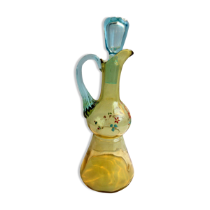 carafe à liqueur aiguière George Sand émaillée Legras Fleurettes et rinceaux