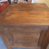 Coffre en bois profond teck vintage ancien Tijori