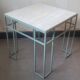 Bout de canapé, table basse en metal et travertin