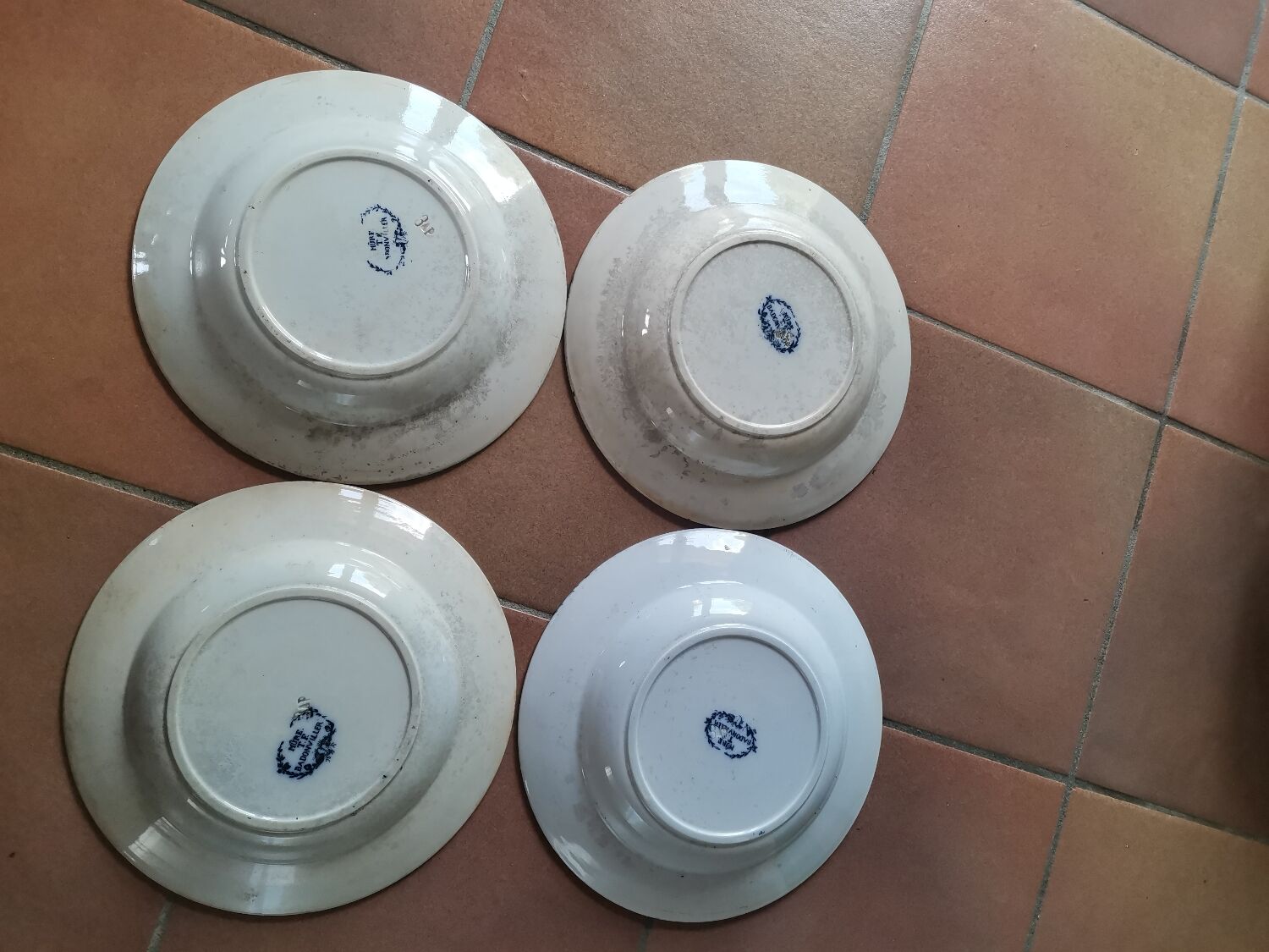 Set of 4 vintage iron earth plates Badonvillier ripe model