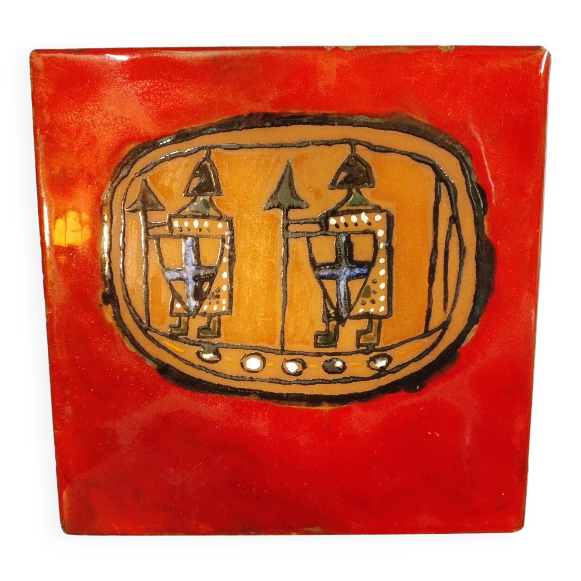 Ceramic tile "Templars" Italy 1960s