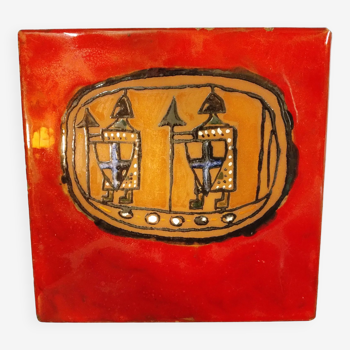 Ceramic tile "Templars" Italy 1960s