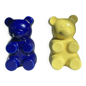 Duo de vases murales nounours pop Haribo en faïence