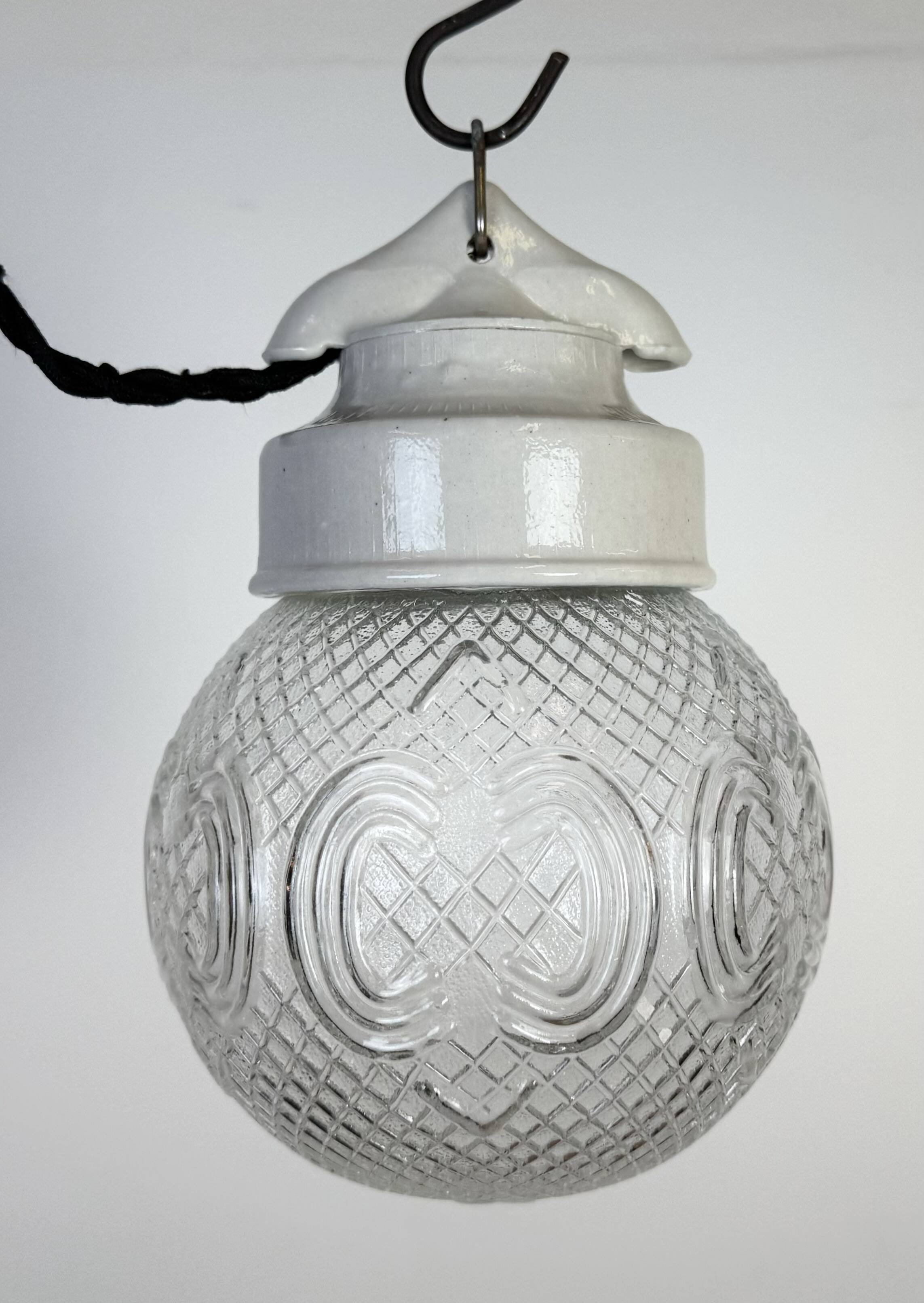Vintage White Porcelain Pendant Light, 1970s