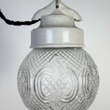 Vintage White Porcelain Pendant Light, 1970s