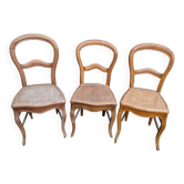 Set of 3 cane chairs