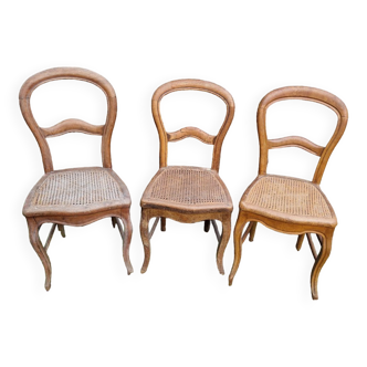 Set of 3 cane chairs
