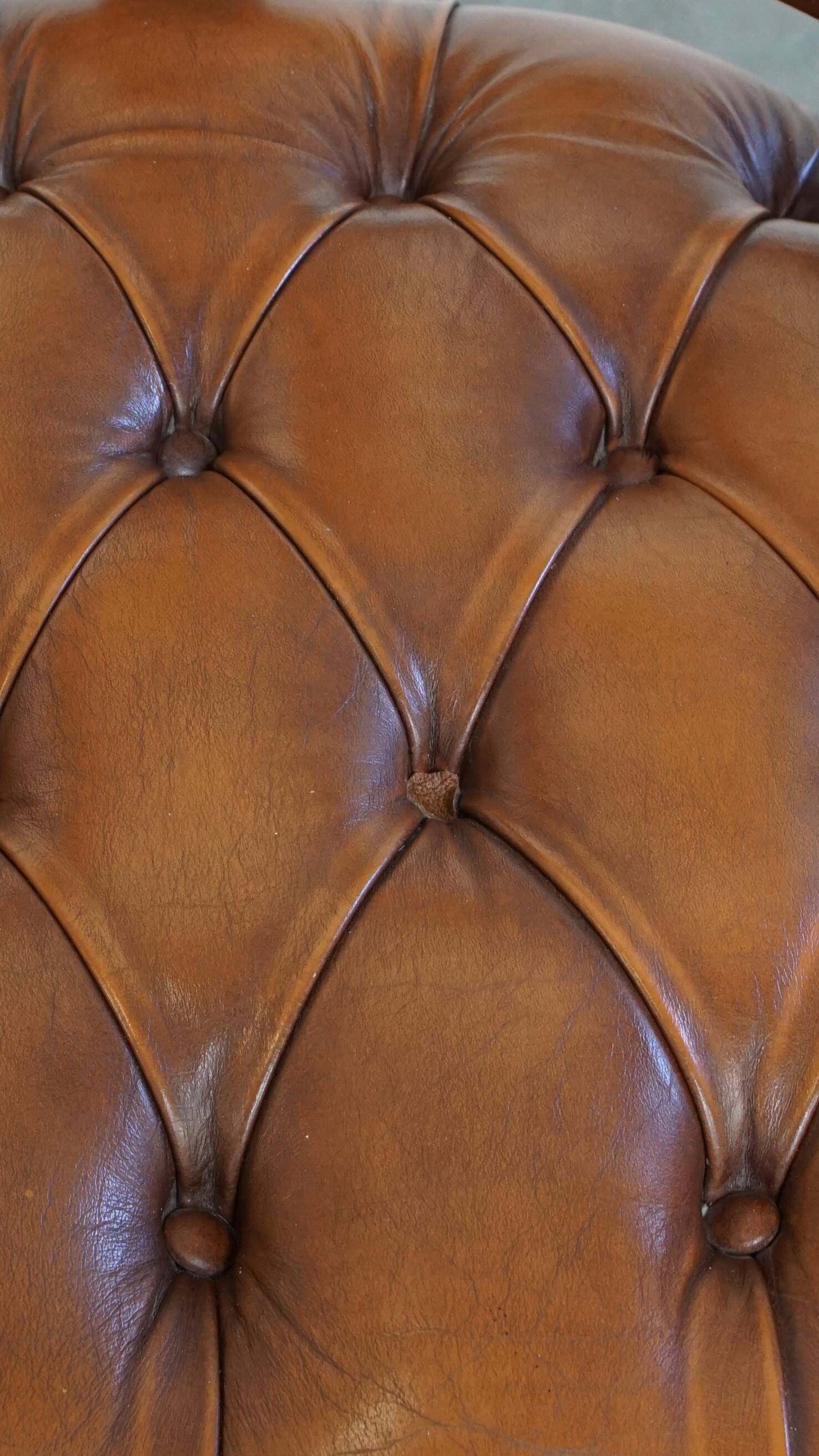 Leather and Wood Chesterfield Office Chair in English Style