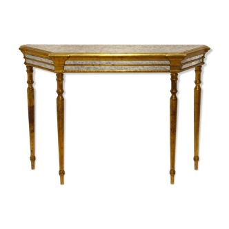 Console néoclassique en bois doré et verre églomisé miroir de style vénitien
