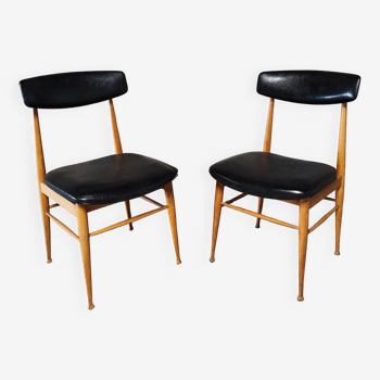 Pair of Scandinavian teak and skai chairs