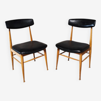 Paire chaises scandinaves teck et skaï