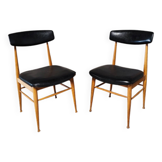 Pair of Scandinavian teak and skai chairs