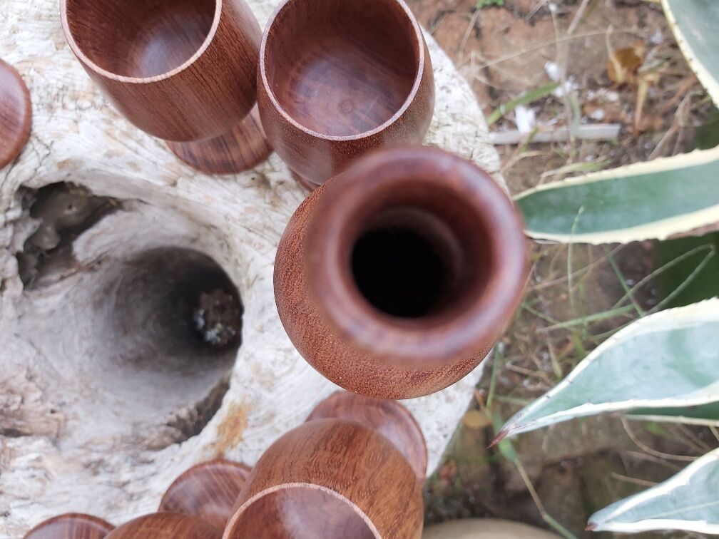 Scandinavian bottle and teak glass service