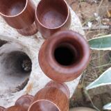 Scandinavian bottle and teak glass service