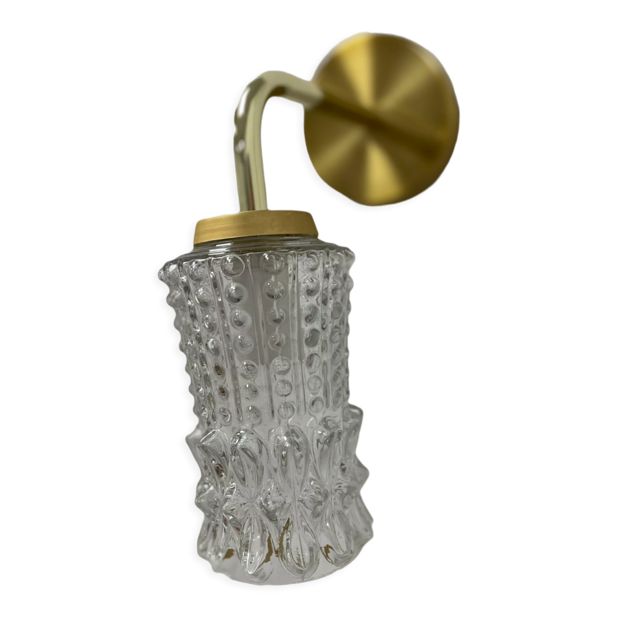 Vintage glass and brass wall lamp
