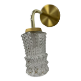 Vintage glass and brass wall lamp