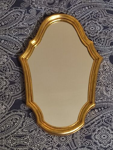 Miroir baroque cadre bois plâtre dorée 33X22cm