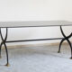 Wrought iron table with black lacquered glass, Italia 1970s