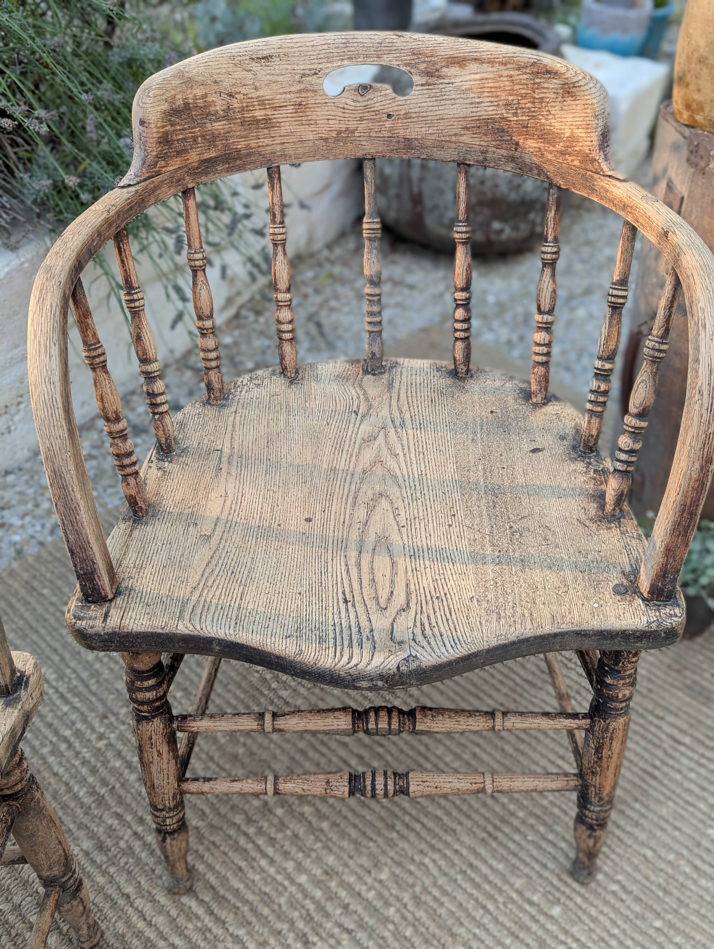 Pair of English captain's armchairs