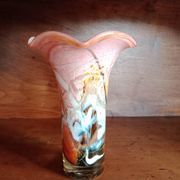 Atelier Michèle Luzoro - Pink corolla vase with inclusion of glitter and gold